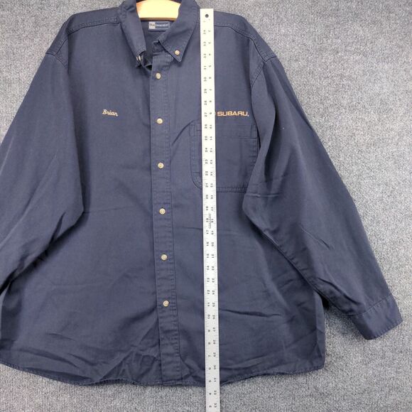 Subaru Men's Uniform Button Up Shirt Blue 2XL Long Sleeve Embroidered Logo - Picture 13 of 15